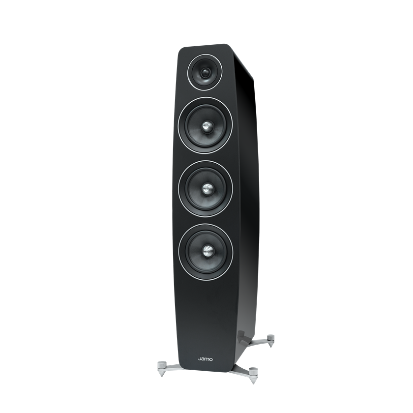 Jamo C119 Floor Standing Speaker in high gloss black in angle view