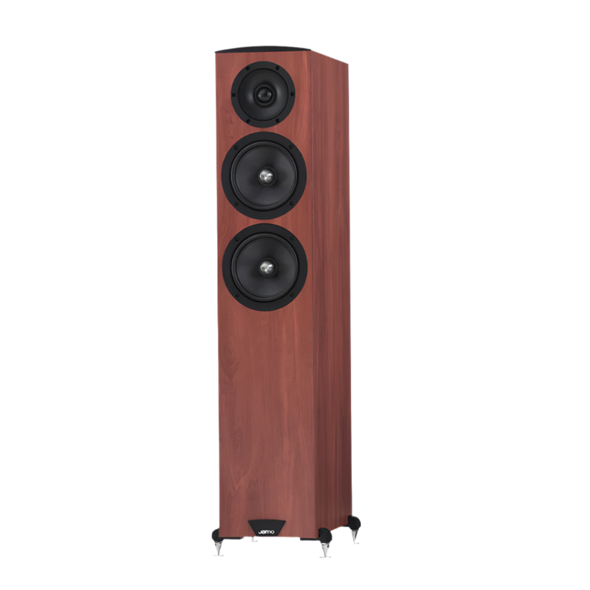 Jamo C605 MK II Floor Standing Speaker in dark apple in angle view