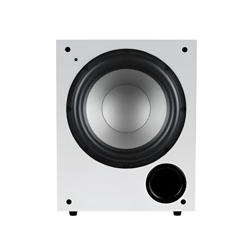 Jamo C912 SUB in matte white in front view