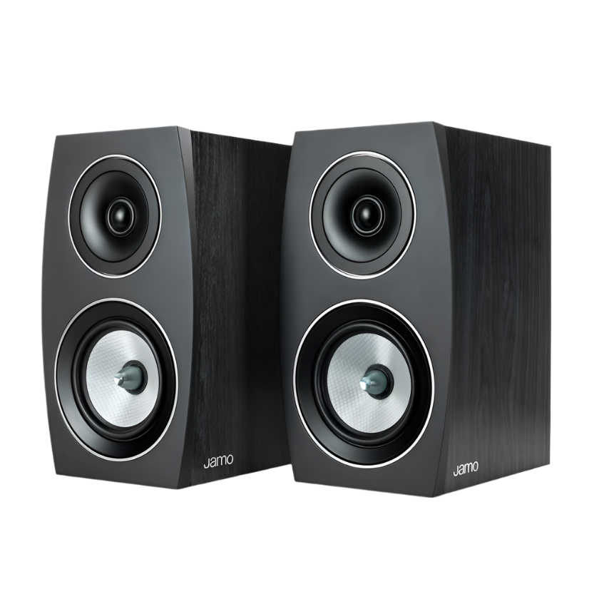 Jamo C93 II Bookshelf Speaker in black ash in angle view